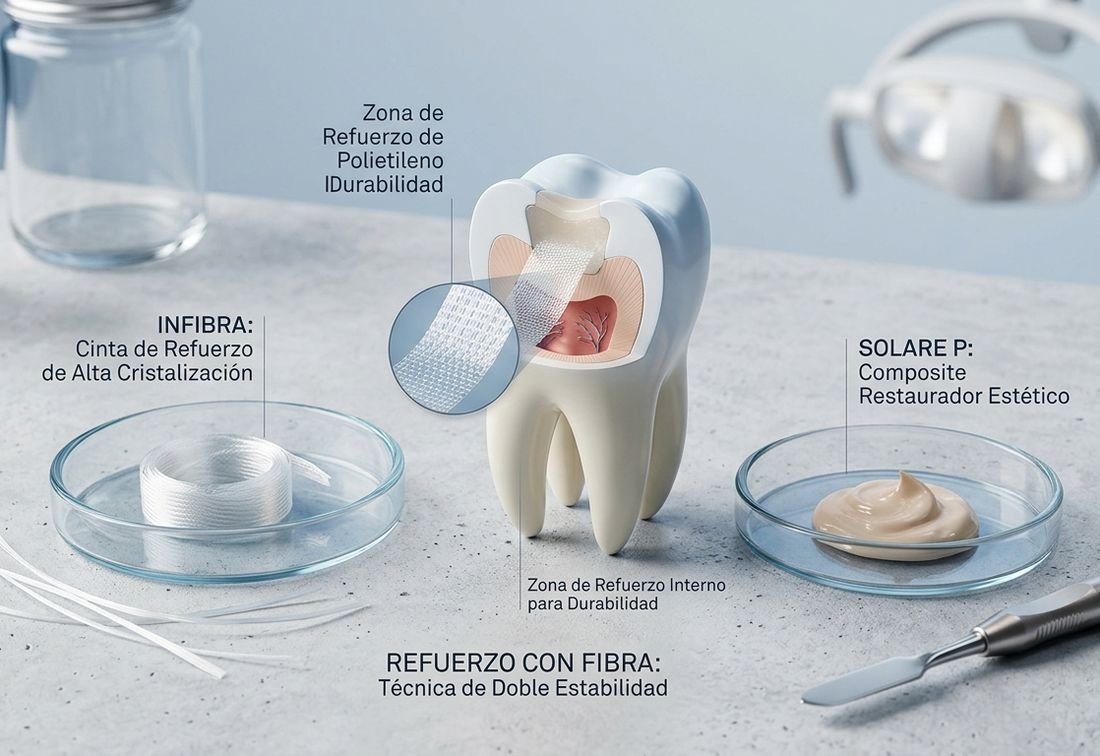 Esquema de la técnica de refuerzo interno con fibra y composite